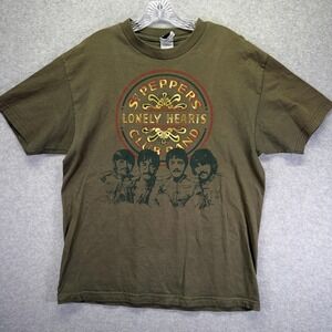 Vintage The Beatles Shirt Mens Large Green Sgt Peppers Lonely Hearts Band Tee